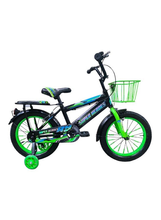 MOHAMED ABO ELGOUKH Super Hero 16-Inch Kids Bicycle – Green | Steel Frame, Training Wheels, Safety Brakes, Basket & Rear Carrier | Abo ElGoukh & Maxlerz® Warranty | For Boys & Girls (4–7 Years) - Image 2